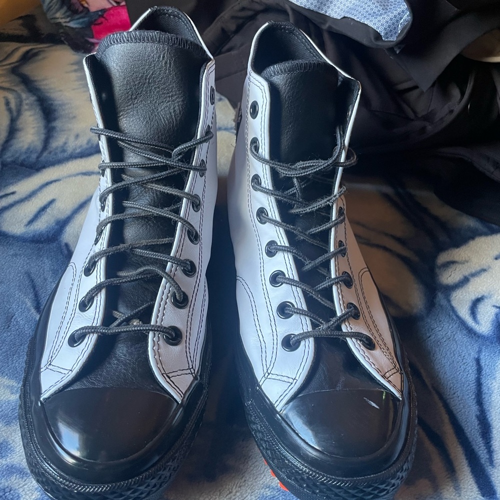 Stylish Black and White High-Top Sneakers
